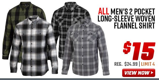 ALL Men's 2 Pocket Long-Sleeve Woven Flannel Shirt