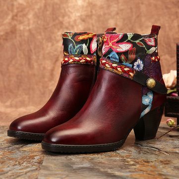 SOCOFY Retro Leather Boots
