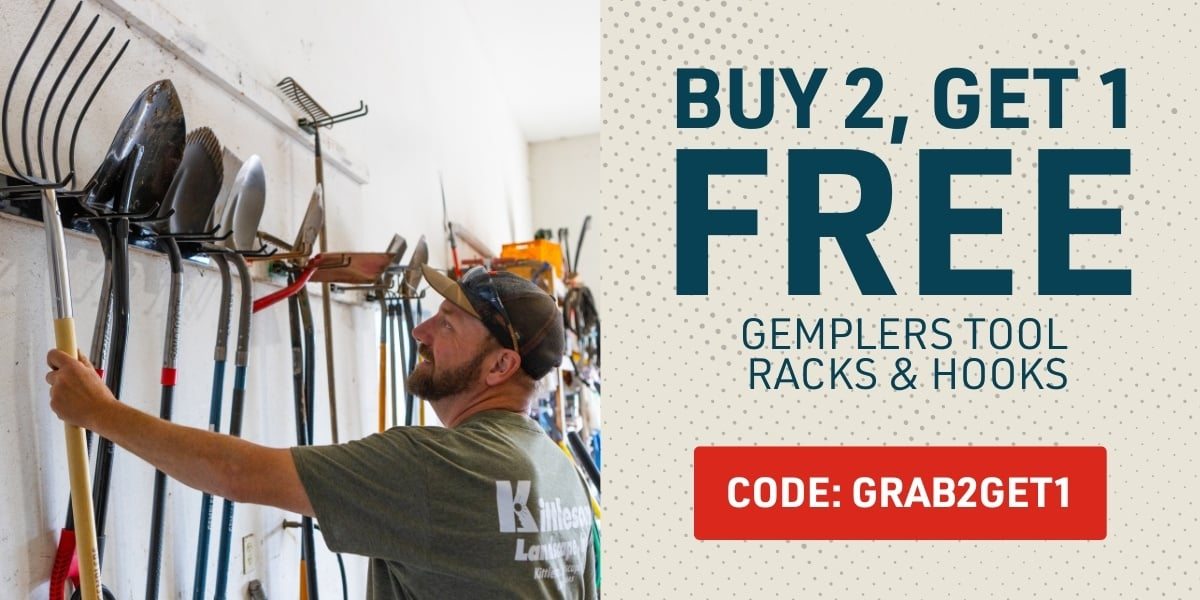 Buy 2, get 1 free on gemplers tool racks and hooks