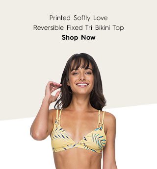 Silhouette 3 Top - Printed Softly Love Reversible Fixed Tri Bikini Top