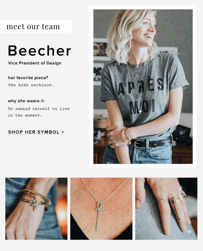 Shop Beecher's favorite symbol, the Ankh, in its various styles.