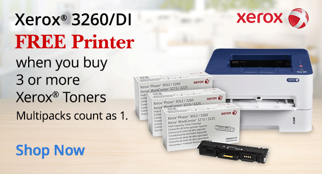 Free Printer with purchase of 3 or more Xerox toners. Shop Now