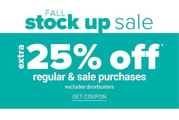 Extra 25% off Regular & Sale Purchases excludes Doorbusters - Get Coupon