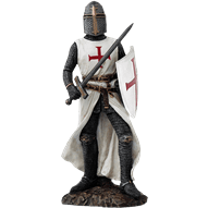 Crusader Knight with Sword and Shield Statue