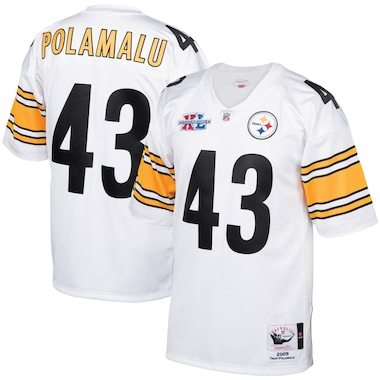 Men's Mitchell & Ness Troy Polamalu White Pittsburgh Steelers 2005 Authentic Throwback Retired Player Jersey