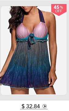 Halter Neck Patchwork Swimdress and Shorts