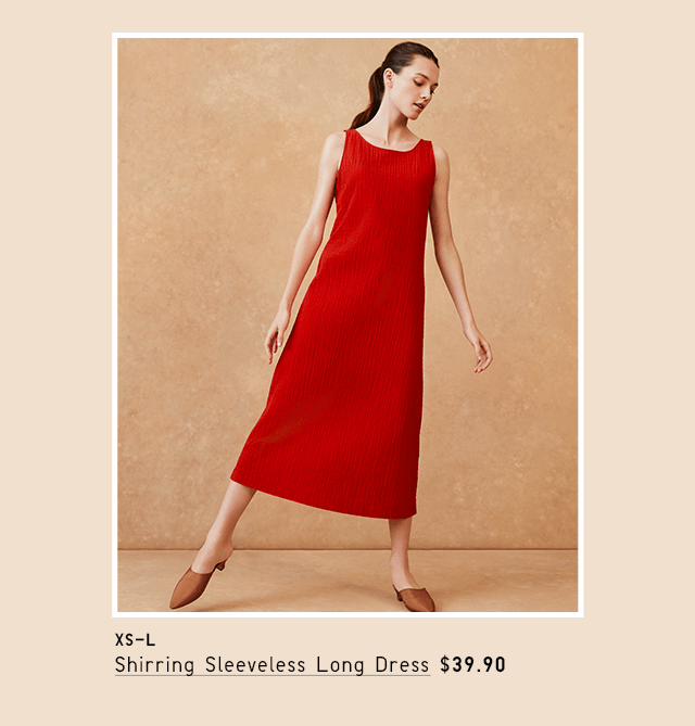 SHIRRING SLEEVELESS LONG DRESS $39.90