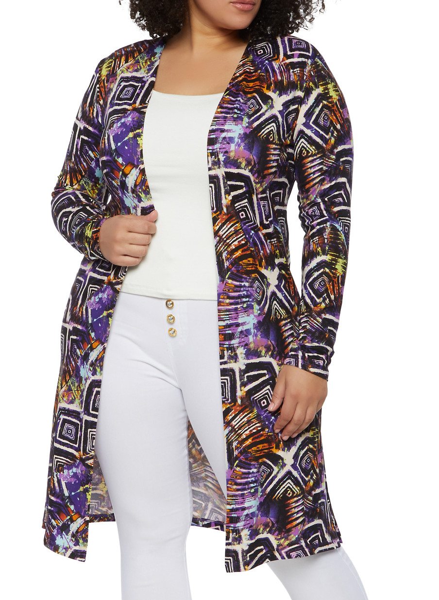Plus Size Printed Pattern Duster