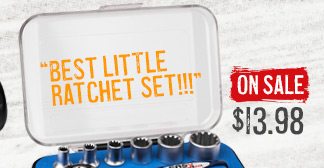 18 Piece Ratchet Tool Set with Double-Ended Aluminum Handle. ON SALE for $13.98. 