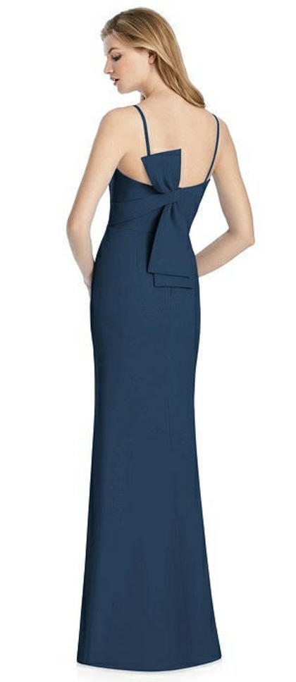 Sleek Full Length Gown with Eye-catching Back Bow in Sophia Blue