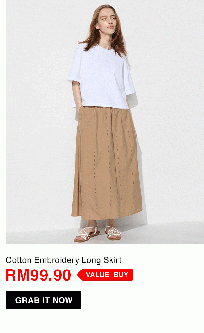 Cotton Embroidery Long Skirt