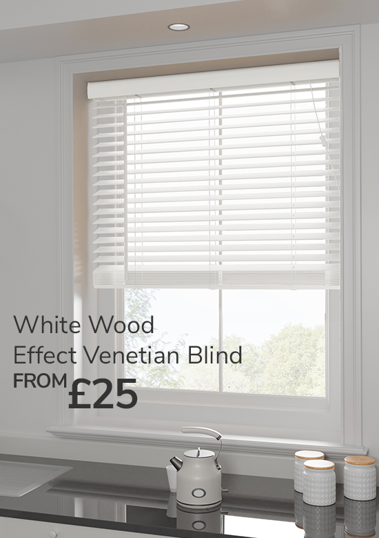 White wood effect venetian blinds from £25