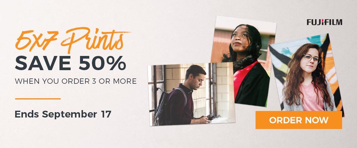 Save 50% on 5x7 Inch Prints when you order 3 or more - Ends September 17