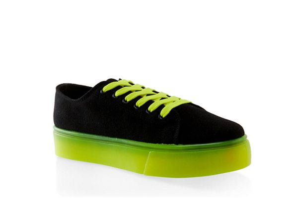 Neon Sole Lace Up Platform Sneakers