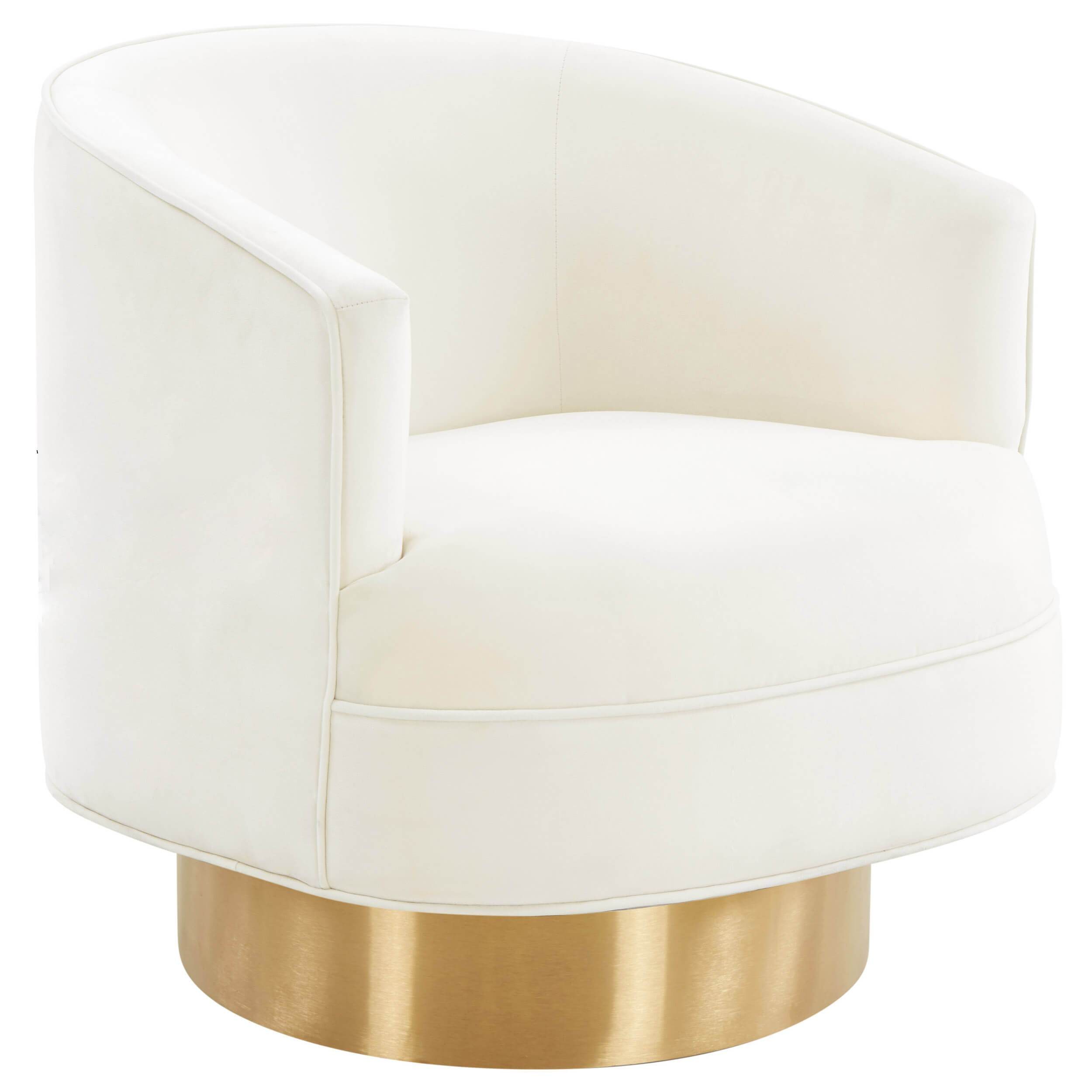 Stella Velvet Swivel Chair, Cream