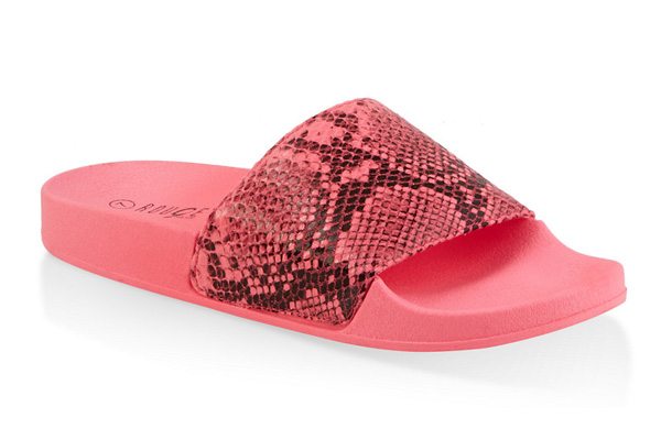 Neon Snake Print Pool Slides