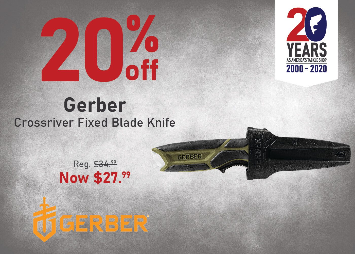 Save 20% on the Gerber Crossriver Fixed Blade Knife