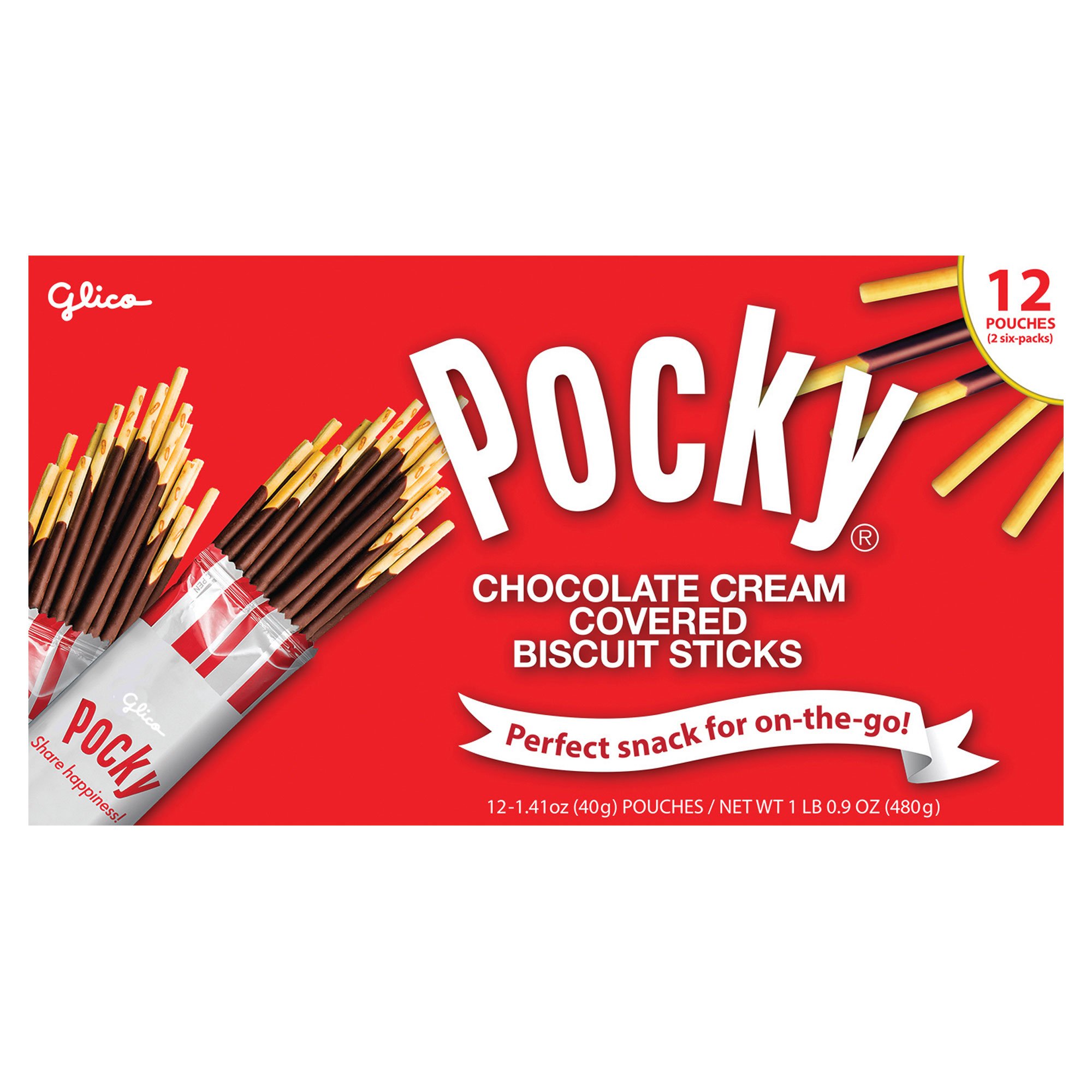 Glico Pocky Chocolate Cream Covered Biscuit Sticks, 12-Count, 1.4 Ounces Each