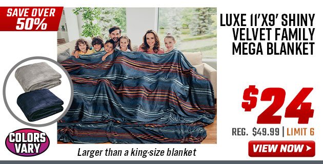 Luxe 11'x9' Shiny Velvet Family Mega Blanket 