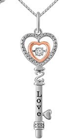 Open Hearts Rhythm® Sterling Silver/10K 1/20 Ct tw Gold Key Necklace