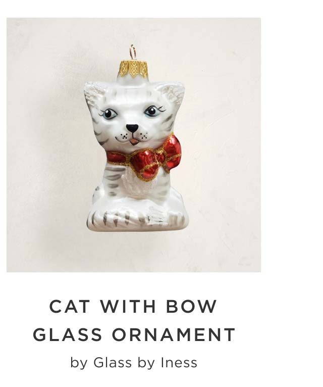 Cat With Bow Glass Ornament