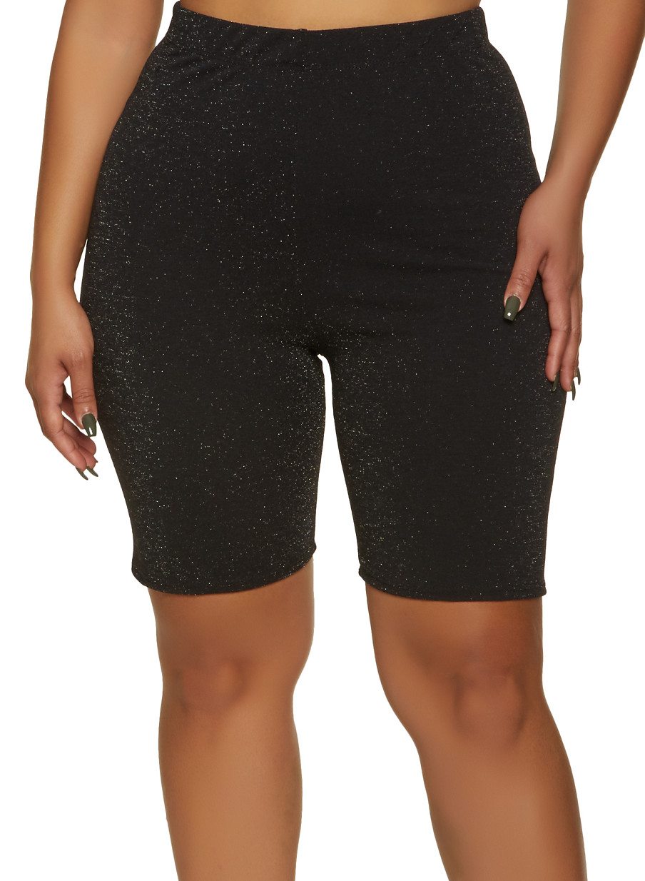 Plus Size Glitter Knit Bike Shorts