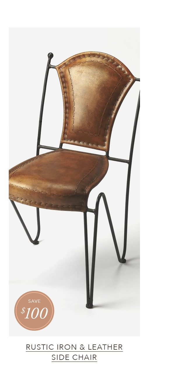 Modern Rustic Iron and Leather Side Chair | SHOP NOW
