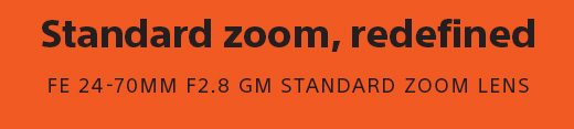 Standard zoom, redefined | FE 24-70MM F2.8 GM STANDARD ZOOM LENS