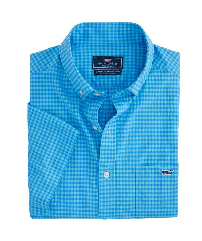 Classic Short-Sleeve Performance Gingham Tucker Shirt