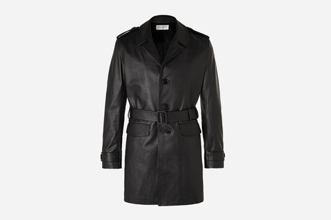 Saint Laurent Frank Belted Leather Trench Coat