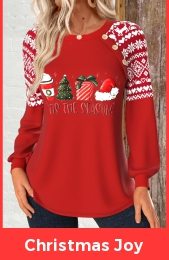 Christmas Red Patchwork Long Sleeve Round Neck Sweatshirt