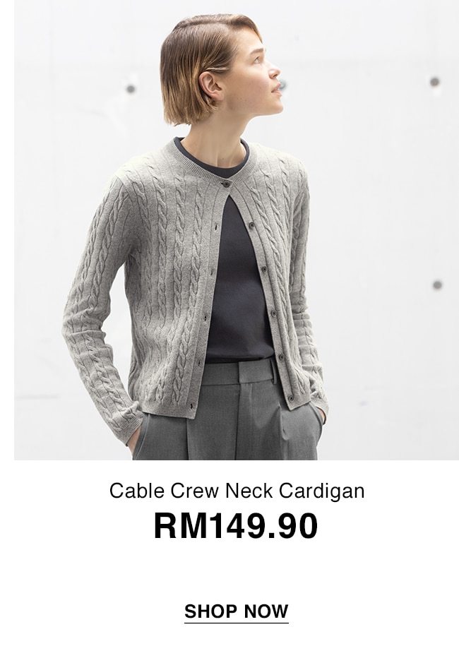 Cable Crew Neck Cardigan