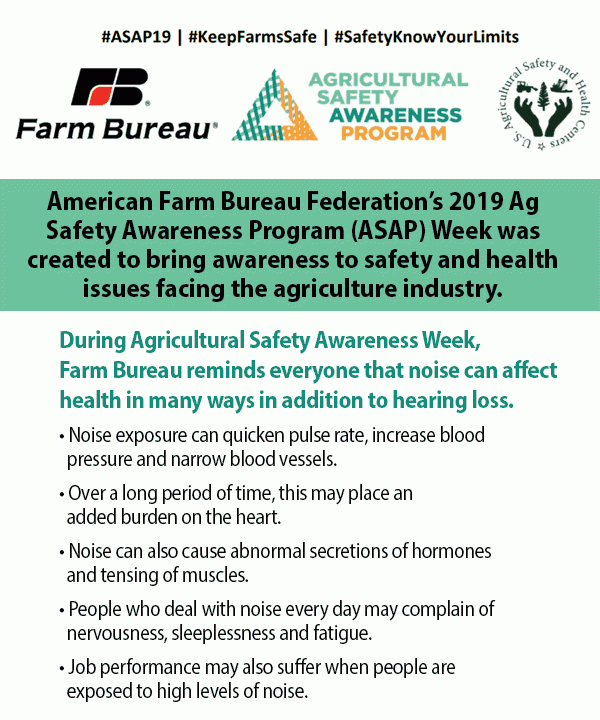 American Farm Bureau Federation’s 2019 Ag Safety Awareness Program (ASAP) Week was created to bring awareness to safety and health issues facing the agriculture industry.