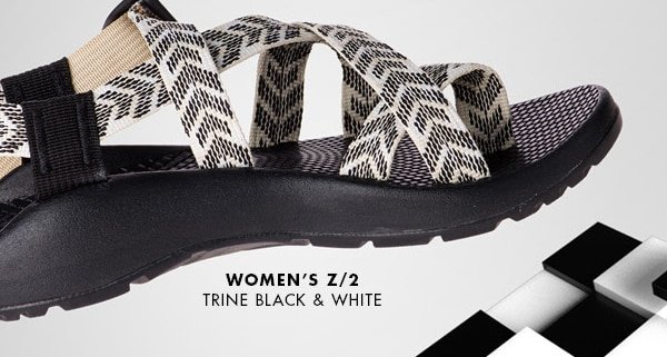 trine black and white chacos