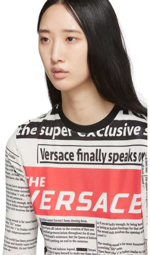 Versace - White Tabloid Print Long Sleeve T-Shirt