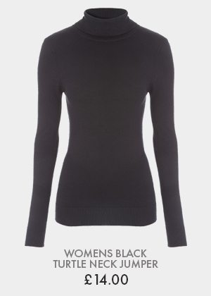 Womens Black Turtle Neck Jumper