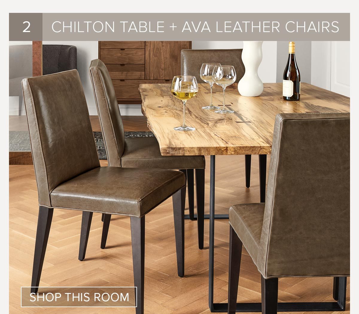 Chilton table + Ava leather chairs