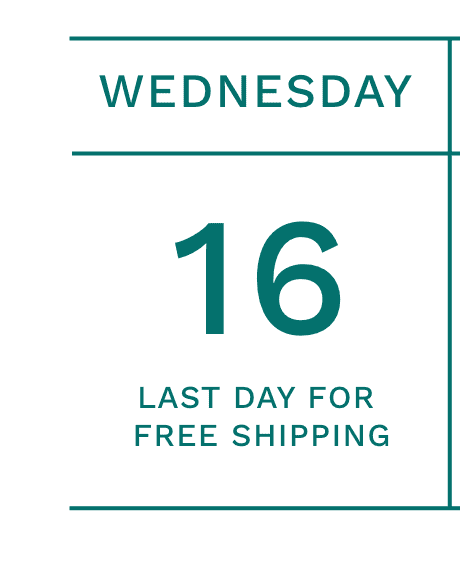 Wednesday, Dec. 16 Last Day for Free Shipping