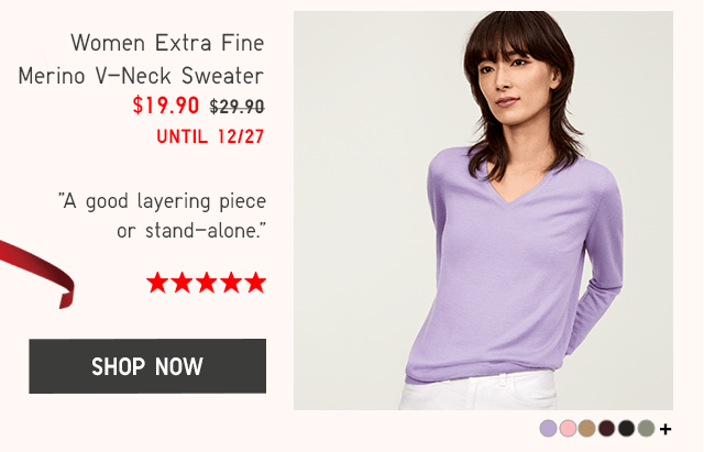 WOMEN EXTRA FINE MERINO V-NECK SWEATER $19.90 - SHOP NOW