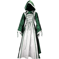 Hooded Renaissance Sorceress Dress - Green