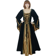 Medieval Demoiselle Dress - Black and Gold