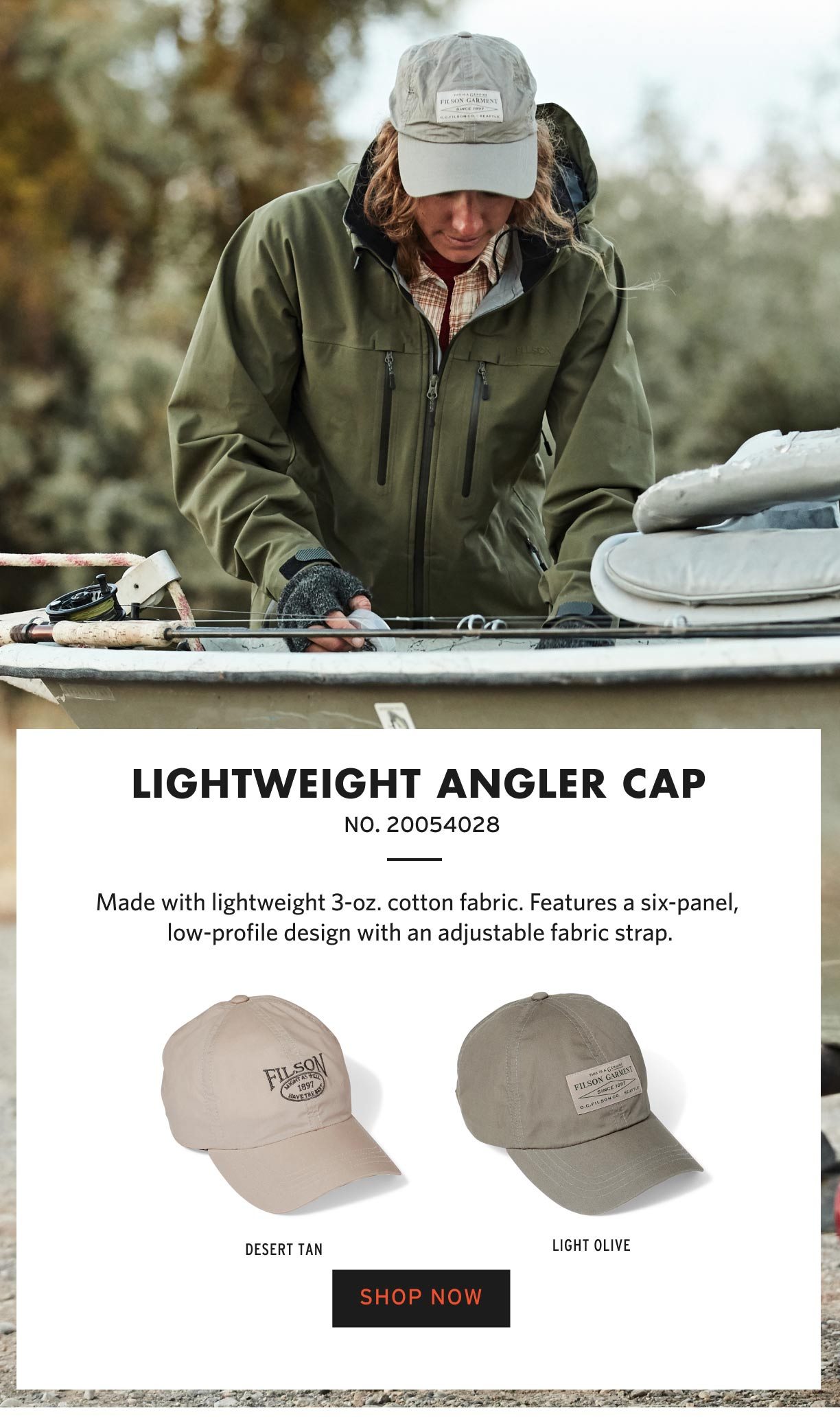 LIGHTWEIGHT ANGLER CAP. SHOP NOW