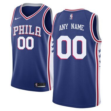 Nike Philadelphia 76ers Blue Swingman Custom Jersey - Icon Edition