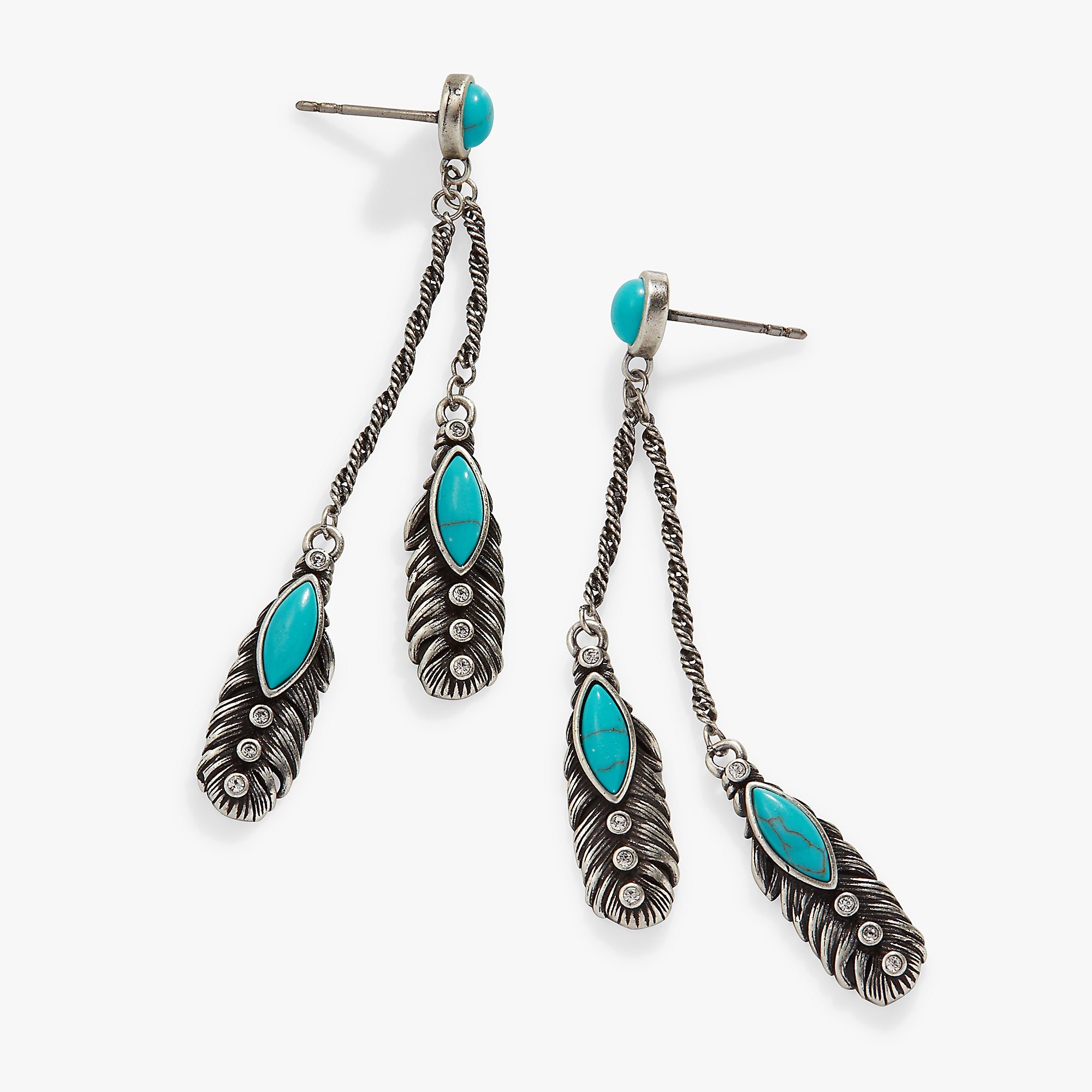 Image of Turquoise Feather Earrings