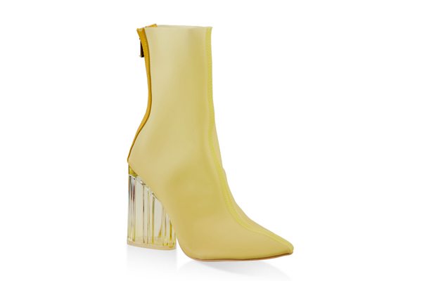 Lucite Block Heel Booties