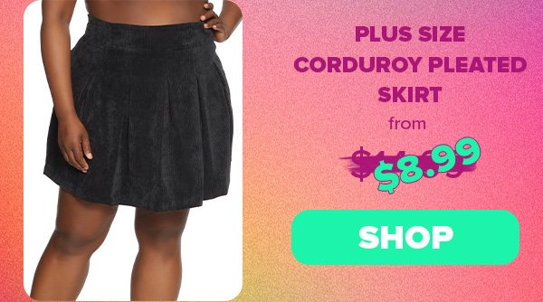 Plus Size Corduroy Pleated Skirt