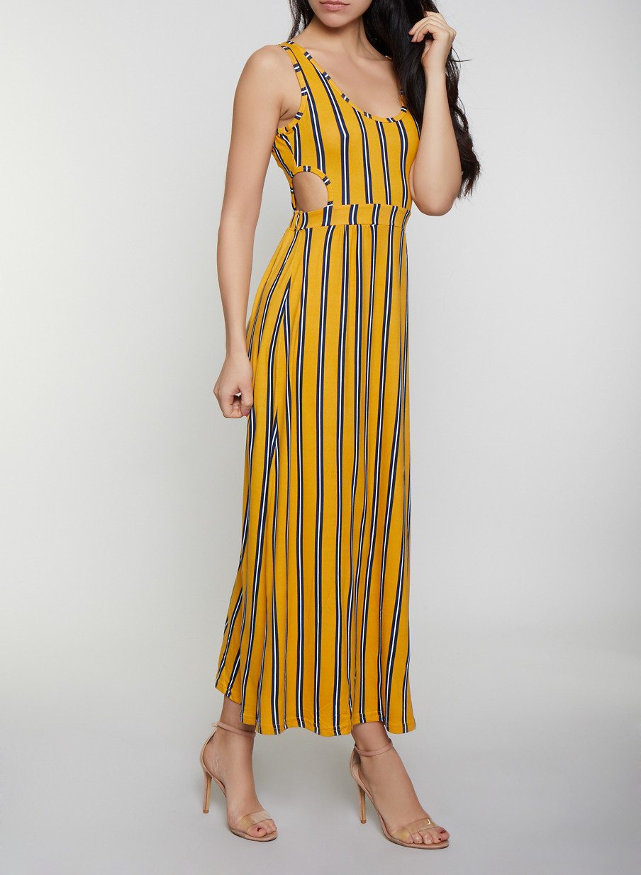 Cut Out Striped Maxi Dress