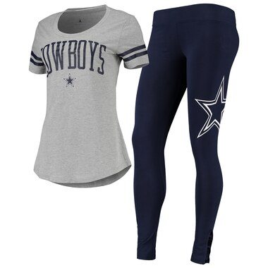 Dallas Cowboys Women's Heathered Gray Cecily T-Shirt & Leggings Sleep Set