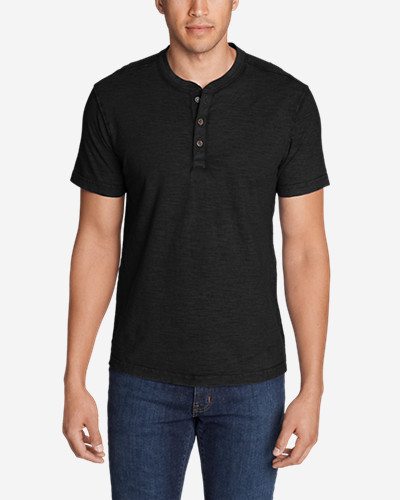 Mens Legend Wash Short-Sleeve Slub Henley Shirt