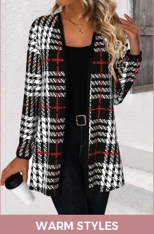 ROTITA Patchwork Plaid Black Long Sleeve Coat